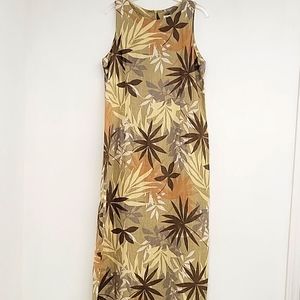 Norm Thompson 100% Linen Floral Maxi Dress Size 16